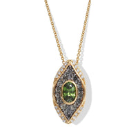 D''Joy Premium Green Sapphire, Moissanite Pendant Necklace (20 Inches) in 18K Vermeil YG Over Sterling Silver 1.15 ctw