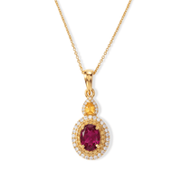 D''Joy AAA Radiant Ember Garnet, Multi Gemstone Pendant Necklace (20 Inches) in Rhodium Over Sterling Silver 2.50 ctw