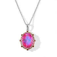 EverTrue Volcanic Triplet Quartz and Mozambique Garnet 14.30 ctw Pendant in 18K YG Plated and Platinum Bond with Stainless Steel Necklace 20 Inches