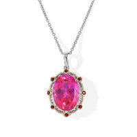 EverTrue Volcanic Triplet Quartz and Mozambique Garnet 14.30 ctw Pendant in 18K YG Plated and Platinum Bond with Stainless Steel Necklace 20 Inches