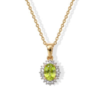 D''Joy Premium Green Sphene and Diamond 0.60 ctw Pendant Necklace in 18K Vermeil Yellow Gold Over Sterling Silver 20 Inches