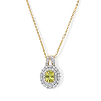 Green Sphene and Moissanite 0.85 ctw Pendant Necklace in 18K Vermeil Yellow Gold Plating Over Sterling Silver 20 Inches