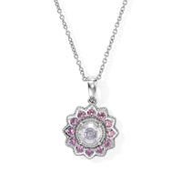EverTrue Simulated White and Orchid Diamond Pendant Necklace in Stainless Steel 20 Inches