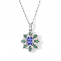 D''Joy Tanzanite and Multi Gemstone 2.30 ctw Pendant Necklace in Rhodium Over Sterling Silver 20 Inches