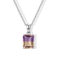 EverTrue Premium Anahi Ametrine 3.40 ctw Pendant in Platinum Bond with Stainless Steel Necklace 20 Inches