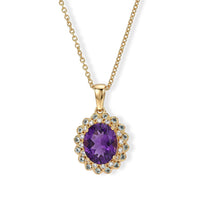 EverTrue African Amethyst and Multi Gemstone 5.00 ctw Pendant in 18K YG Plated with ION Plated YG Stainless Steel Necklace (20 Inches)