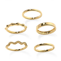 EverTrue 18K Yellow Gold Plated Set of 5 Ring (Size 7)