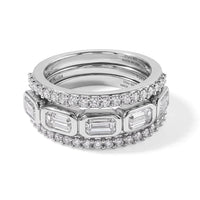 D''Joy Moissanite 2.00 ctw Set of 3 Stackable Ring in Rhodium Over Sterling Silver (Size 6)