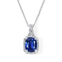 Certified and Appraised D''Joy Premium Kashmir Kyanite, Moissanite Pendant Necklace (18 Inches) in Rhodium Over Sterling Silver 4.00 ctw