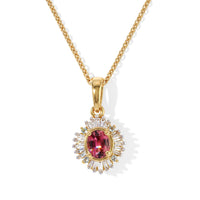 D''Joy Premium Ouro Fino Rubellite, Paraiba Tourmaline and Diamond Astral Halo Pendant Necklace (20 Inches) in 18K Vermeil YG Over Sterling Silver 0.50 ctw