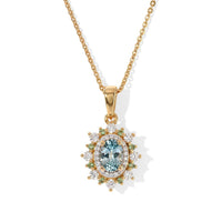 D''Joy Premium Cambodian Blue Zircon and Multi Gemstone 1.40 ctw Pendant Necklace in 18K Vermeil Yellow Gold Over Sterling Silver 20 Inches