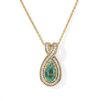 D''Joy Kagem Zambian Emerald, Paraiba Tourmaline and Moissanite Infinite Blue Aura Pendant Necklace (20 Inches) in 18K Vermeil YG Over Sterling Silver 1.00 ctw