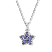 D''Joy Tanzanite and Paraiba Tourmaline 0.80 ctw Pendant Necklace in Rhodium Over Sterling Silver 20 Inches