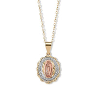 Line of Faith Our Lady of Guadalupe Medallion Pendant Necklace in Tritone (18-20 Inches)