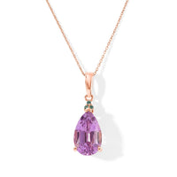 Luxoro AAA Patroke Kunzite and Paraiba Tourmaline 5.50 ctw Pendant Necklace in 10K Rose Gold 20 Inches