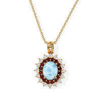 EverTrue Larimar, Multi Gemstone Pendant in 18K YG Plated with ION Plated YG Stainless Steel Necklace (20 Inches) 7.60 ctw