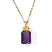 EverTrue African Amethyst, Brazilian Citrine Pendant in 18K YG Plated with ION Plated YG Stainless Steel Necklace (20 Inches) 6.50 ctw