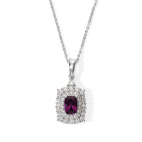 Certified and Appraised D''Joy Radiant Ember Garnet, Moissanite Pendant Necklace (18 Inches) in Rhodium Over Sterling Silver 1.80 ctw