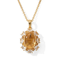 EverTrue Brazilian Citrine and White Topaz 7.50 ctw Pendant in 18K YG Plated with ION Plated YG Stainless Steel Necklace 20 Inches
