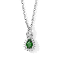 EverTrue Chrome Diopside and Simulated Diamond 0.65 ctw Pendant in Platinum Bond with Stainless Steel Necklace 20 Inches