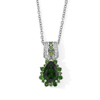 EverTrue Chrome Diopside and Simulated Diamond 2.50 ctw Pendant in Platinum Bond with Stainless Steel Necklace 20 Inches