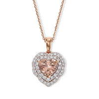 Certified and Appraised D''Joy Marropino Morganite, Moissanite Heart Pendant Necklace (18 Inches) in 18K Vermeil RG Over Sterling Silver 1.40 ctw