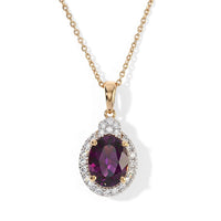 Certified and Appraised Luxoro 10K Yellow Gold AAA Radiant Ember Garnet, Diamond (I2) (0.39 cts) Pendant Necklace (18 Inches) 3.57 ctw