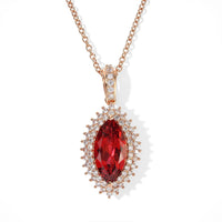 EverTrue Lab Created Padparadscha Sapphire and White Zircon 6.90 ctw Pendant in 18K RG Plated with ION Plated RG Stainless Steel Necklace 20 Inches