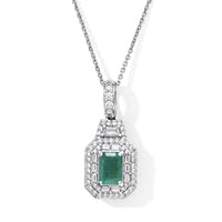 D''Joy Premium Kagem Zambian Emerald and Moissanite 1.50 ctw Pendant Necklace (20 Inches) in Rhodium Over Sterling Silver