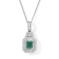 D''Joy Premium Kagem Zambian Emerald and Moissanite 1.50 ctw Pendant Necklace (20 Inches) in Rhodium Over Sterling Silver