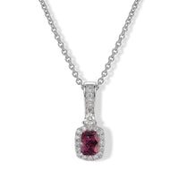 D''Joy Premium Tanzanian Wine Garnet and Moissanite 1.00 ctw Pendant Necklace in Rhodium Over Sterling Silver 20 Inches