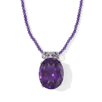 Doorbuster D''Joy Brazilian Citrine 103.40 ctw Pendant with Beaded Necklace in Rhodium Over Sterling Silver 20 Inches