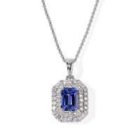 Certified and Appraised D''Joy Premium Tanzanite and Moissanite Pendant Necklace (18 Inches) in Rhodium Over Sterling Silver 1.40 ctw