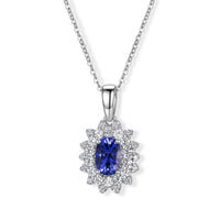 Certified and Appraised D''Joy Premium Tanzanite, Moissanite Pendant Necklace (18 Inches) in Rhodium Over Sterling Silver 1.40 ctw