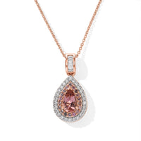D''Joy Premium Blush Tourmaline and Multi Gemstone 1.35 ctw Pendant Necklace in 18K Vermeil Rose Gold Over Sterling Silver 20 Inches