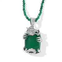 EverTrue Premium Verde Onyx and White Zircon 88.35 ctw Pendant with Beaded Necklace in Platinum Bond 18 Inches