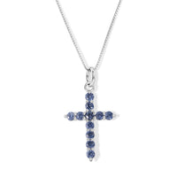 D''Joy Ceylon Blue Sapphire Pendant Necklace (20 Inches) in Rhodium Over Sterling Silver 1.00 ctw
