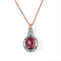 Certified and Appraised Luxoro 10K Rose Gold AAA Pink Tourmaline, Paraiba Tourmaline and Diamond (I2) (0.25 cts) Pendant Necklace (18 Inches) 2.66 ctw