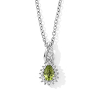 EverTrue Chrome Diopside and Simulated Diamond 0.65 ctw Pendant in Platinum Bond with Stainless Steel Necklace 20 Inches