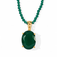 EverTrue Verde Onyx 25.95 ctw Pendant with Beaded Necklace in 18K YG Plated 18 Inches