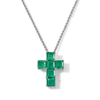EverTrue Verde Onyx 6.00 ctw Cross Pendant in Platinum Bond with Stainless Steel Necklace 20 Inches