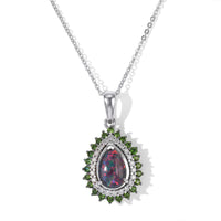 D''Joy Premium Australian Black Ridge Opal Triplet, Multi Gemstone Celestial Splendor Pendant Necklace (20 Inches) in Rhodium Over Sterling Silver (Ships in 10-12 Days) 1.60 ctw