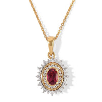 D''Joy Premium Tanzanian Wine Garnet and Moissanite 0.90 ctw Pendant Necklace in 18K Vermeil Yellow Gold Over Sterling Silver 20 Inches