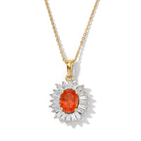 D''Joy AAA Crimson Fire Opal, Moissanite Pendant Necklace (20 Inches) in 18K Vermeil YG Over Sterling Silver 1.70 ctw