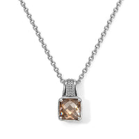 EverTrue Simulated Champagne Diamond Pendant Necklace in Stainless Steel 20 Inch