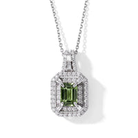 D''Joy Premium Green Sapphire and Moissanite 1.75 ctw Pendant Necklace in Rhodium Over Sterling Silver 20 Inches