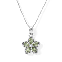 D''Joy Premium Green Sapphire and Moissanite 1.00 ctw Pendant in Rhodium Over Sterling Silver with Stainless Steel Necklace 20 Inches