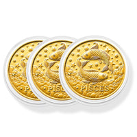 24K Gold Celestial Zodiac Collection - Pisces Embossed Double View Coin Sheet 10mg (50mm)