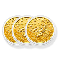 24K Gold Celestial Zodiac Collection - Scorpio Embossed Double View Coin Sheet 10mg (50mm)