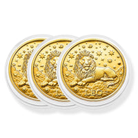 24K Gold Celestial Zodiac Collection - Leo Embossed Double View Coin Sheet 10mg (50mm)